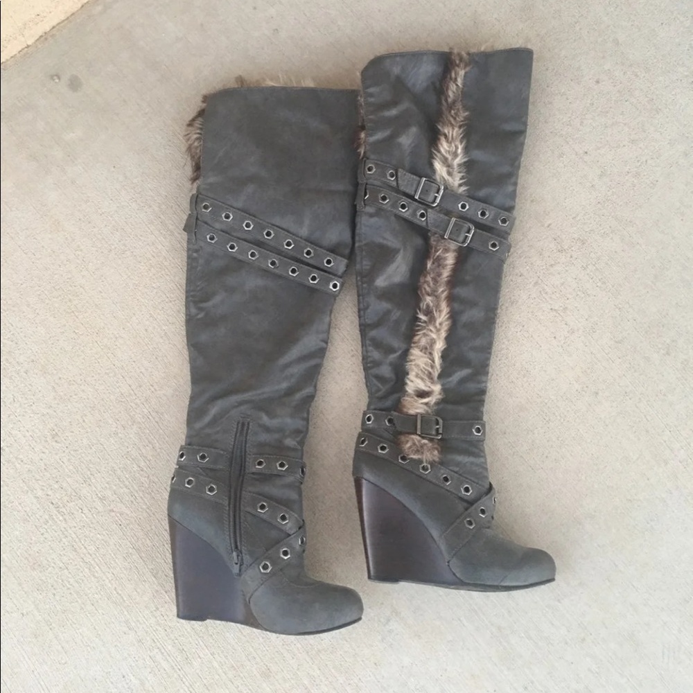 Grey Thigh High boots